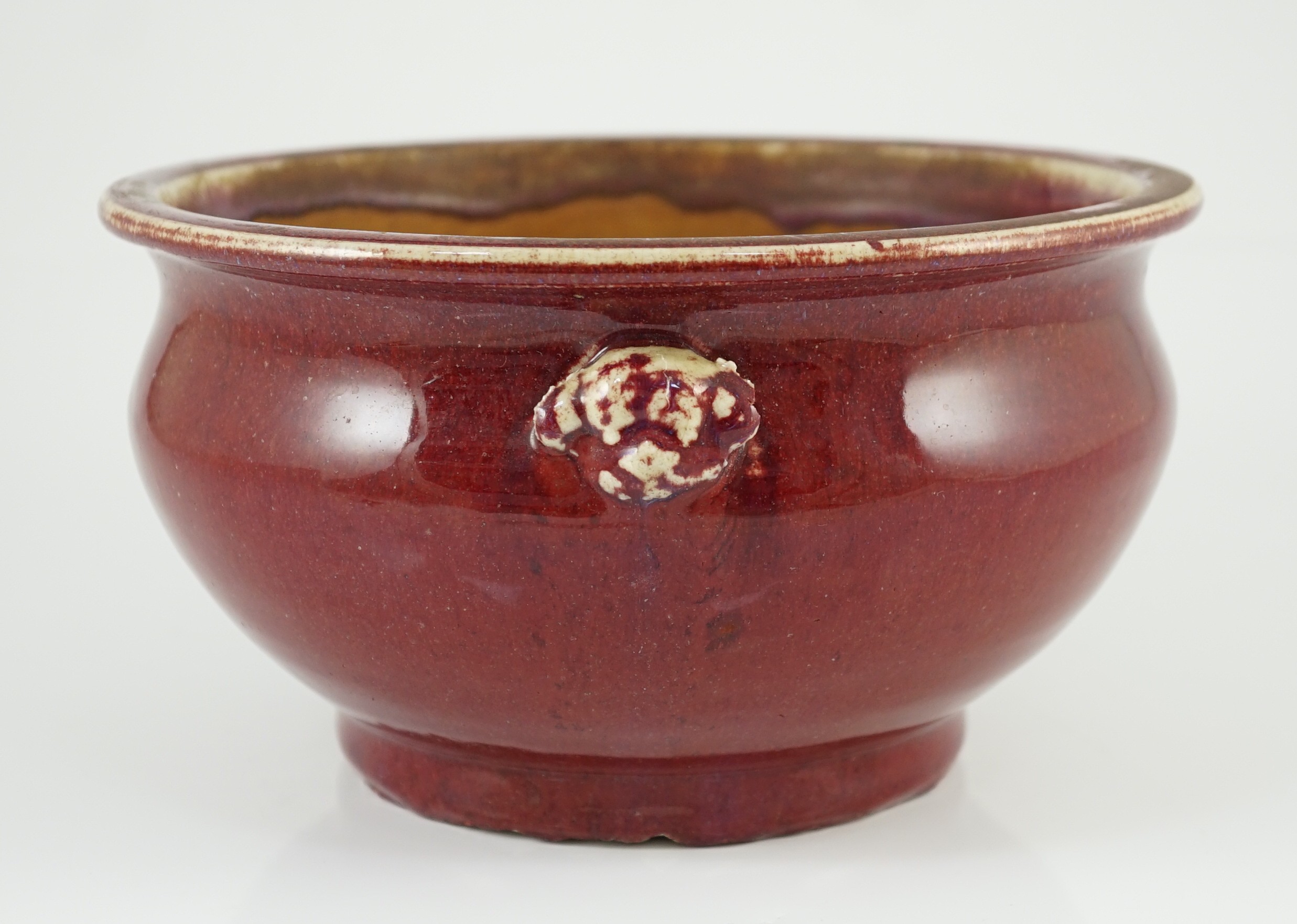 A large Chinese sang-de-boeuf glazed censer, 19th century, 23cm diameter, 12.3cm high